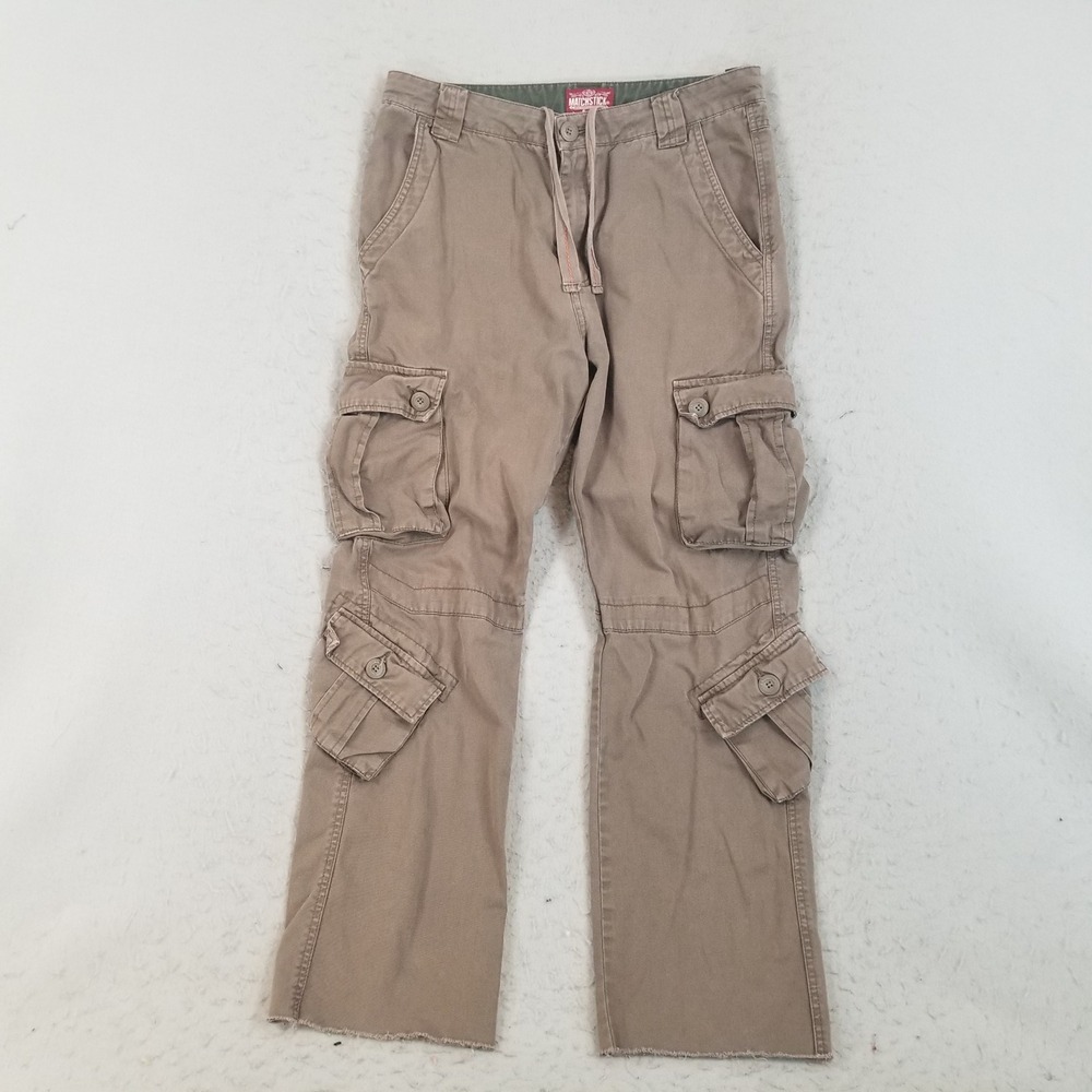 Matchstick Cargo Pants Men 34x30 Tan Khaki Tactical Multi-Pocket Raw Hem Utility